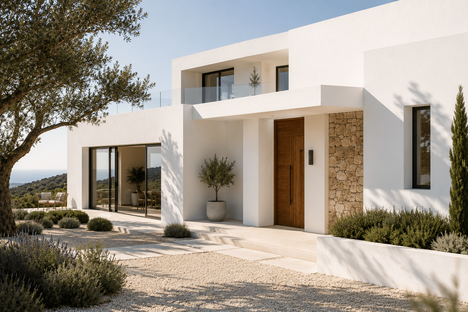 Modern neighborhood lending office in Spain with contemporary storefront representing mortgages and property financing